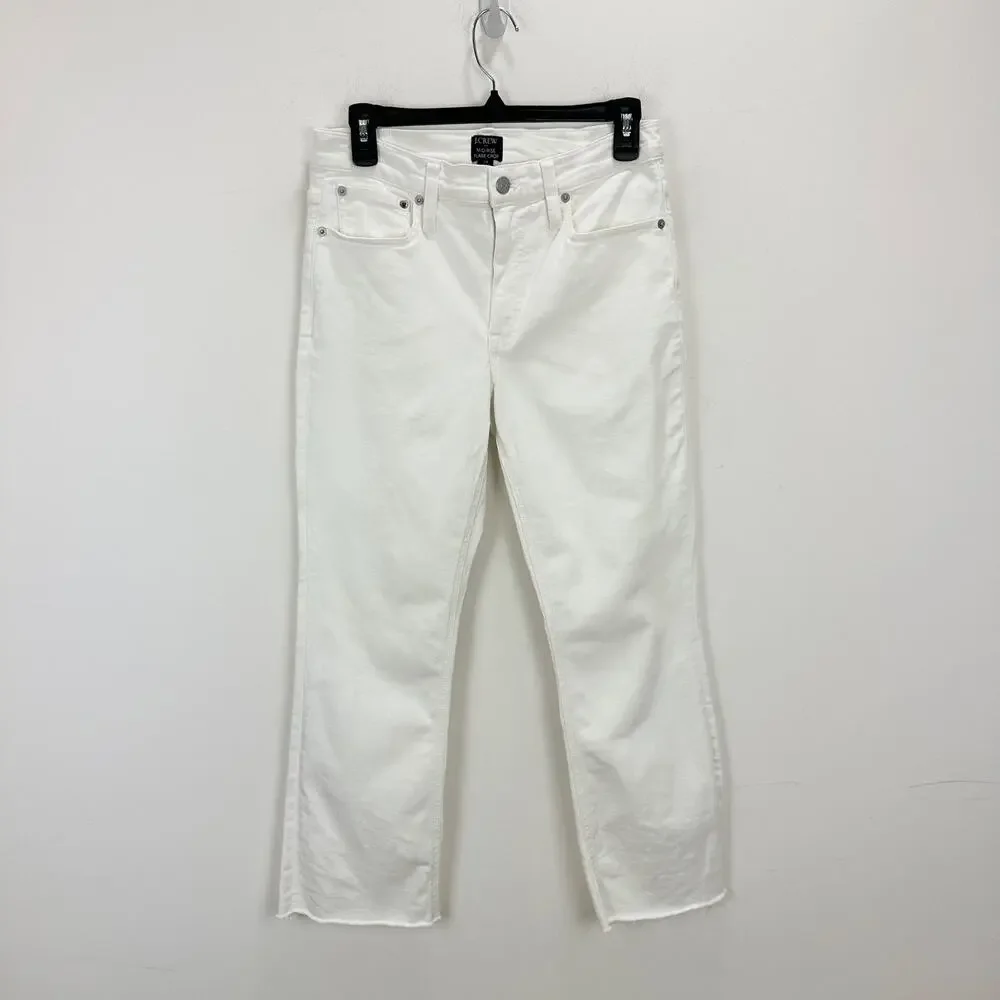 J.Crew Flare Crop White Jean Signature Stretch Denim Mid Rise Womens US 28
